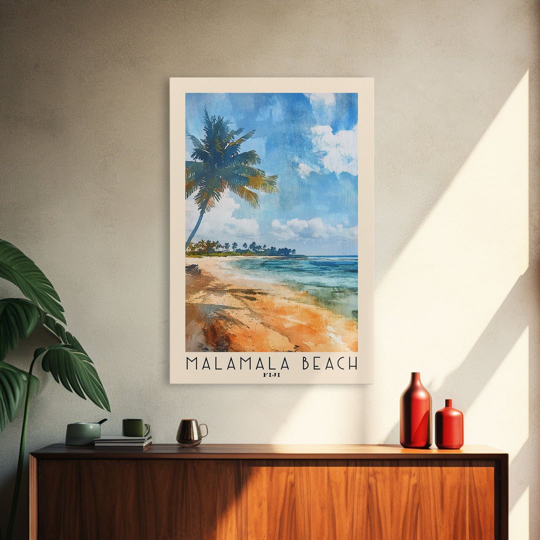 Malamala Beach, Fiji Watercolor Print, Vacation Gift, Fiji Wall Art, Beach Painting, Beach Decor, Beach Or Lakehouse Art