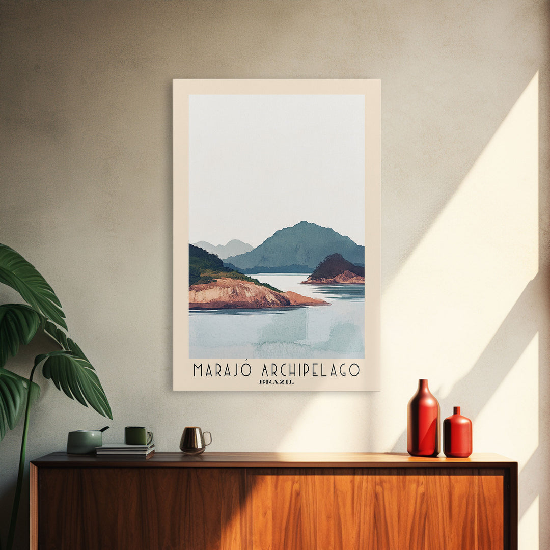 Marajó Archipelago, Brazil Watercolor Print, Vacation Gift, Brazil Wall Art, Beach Painting, Beach Decor, Large Wall Art, Wood Frame Art