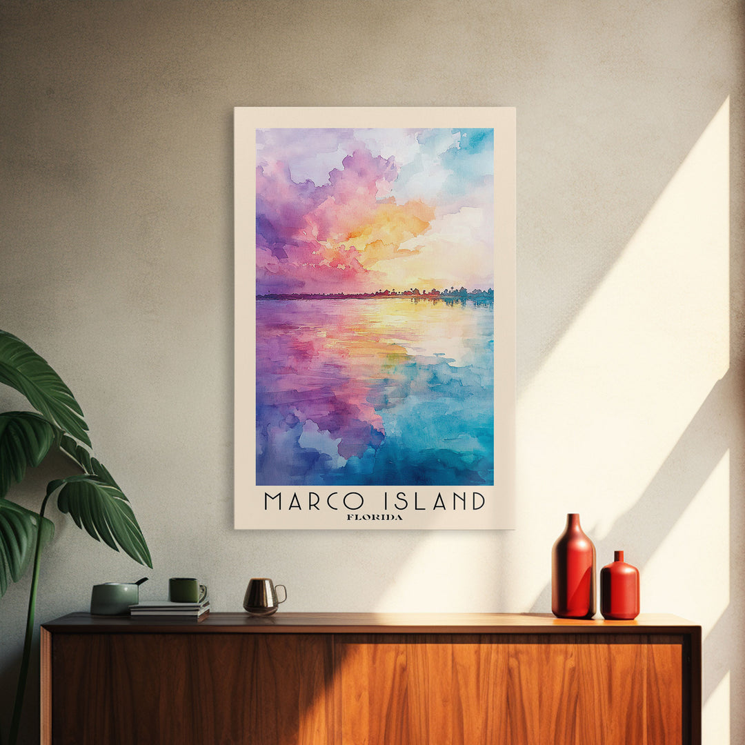 Marco Island, Florida Watercolor Print, Vacation Gift, Florida Wall Art, Beach Painting, Beach Decor, Beach Or Lakehouse Art