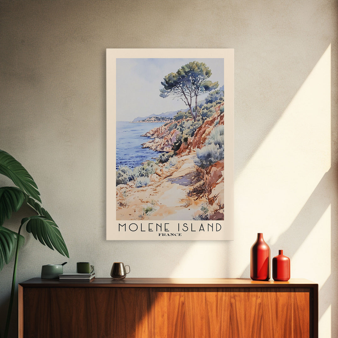 Molene Island, France Watercolor Print, Vacation Gift, France Wall Art, Beach Painting, Beach Decor, Large Wall Art, Wood Frame Art