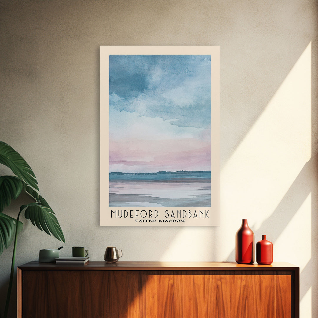 Mudeford Sandbank, United Kingdom Watercolor Beach Print, Vacation Gift, United Kingdom Wall Art, Beach Painting, Beach Decor, Beach Painting