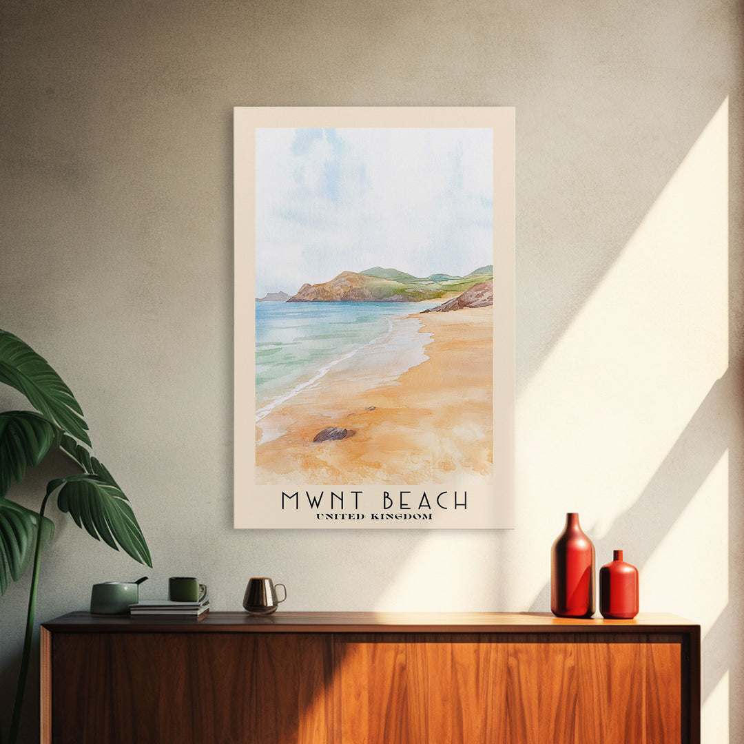 Mwnt Beach, United Kingdom Watercolor Print, Vacation Gift, United Kingdom Wall Art, Beach Painting, Beach Decor, Beach Or Lakehouse Art