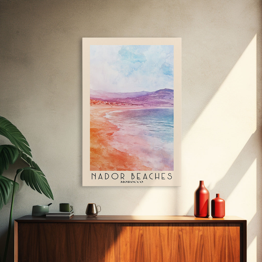 Nador Beaches, Morocco Watercolor Print, Vacation Gift, Morocco Wall Art, Beach Painting, Beach Decor, Beach Or Lakehouse Art