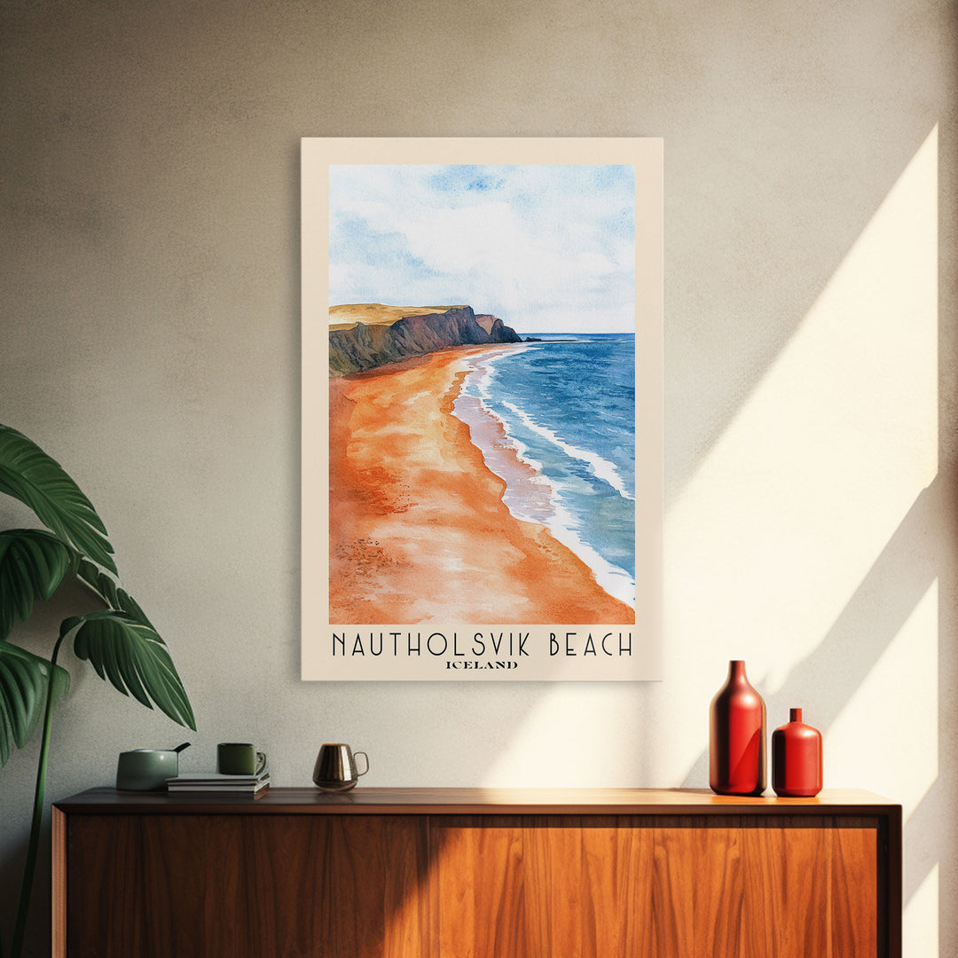 Nautholsvik Beach, Iceland Watercolor Print, Vacation Gift, Iceland Wall Art, Vacation Wall Art, Vacatation Memories, Beach Decor, Beach Or Lakehouse Art