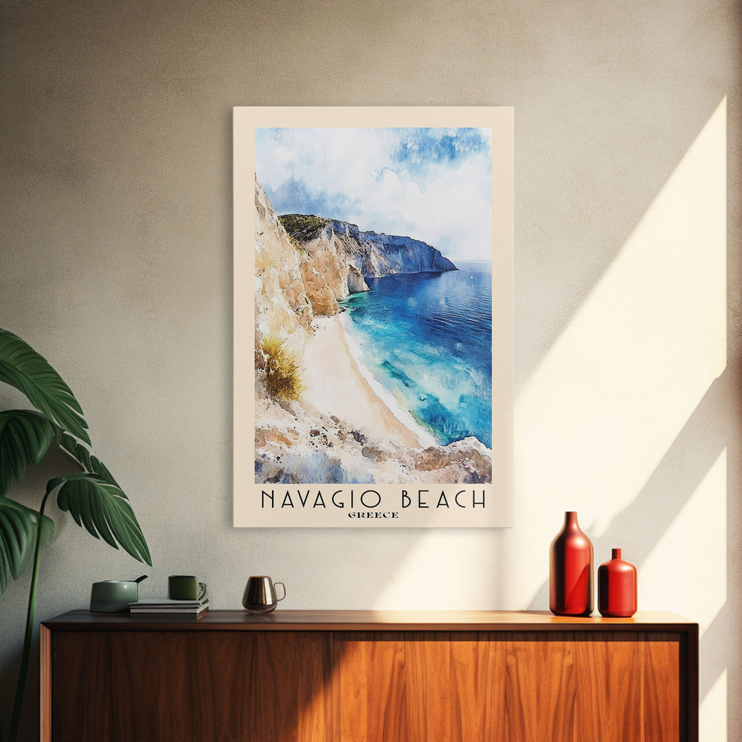 Navagio Beach, Greece Watercolor Beach Print, Vacation Gift, Greece Wall Art, Beach Painting, Beach Decor, Beach Painting