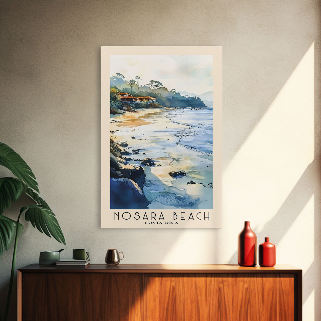 Nosara Beach, Costa Rica Watercolor Print, Vacation Gift, Costa Rica Wall Art, Beach Painting, Beach Decor, Large Wall Art, Wood Frame Art