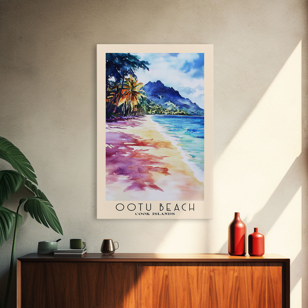 Ootu Beach, Cook Islands Watercolor Print, Vacation Gift, Cook Islands Wall Art, Vacation Wall Art, Vacatation Memories, Beach Decor, Beach Or Lakehouse Art