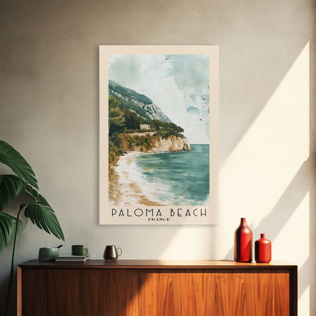 Paloma Beach, France Watercolor Print, Vacation Gift, France Wall Art, Vacation Wall Art, Vacatation Memories, Beach Decor, Beach Or Lakehouse Art