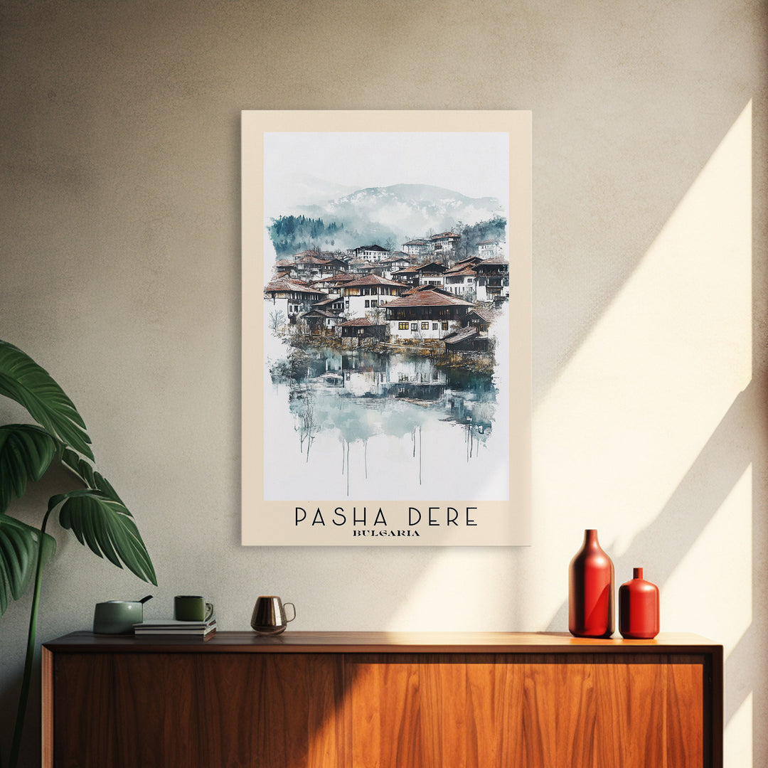 Pasha Dere, Bulgaria Watercolor Beach Print, Vacation Gift, Bulgaria Wall Art, Framed Canvas Print, Framed Beach Painting