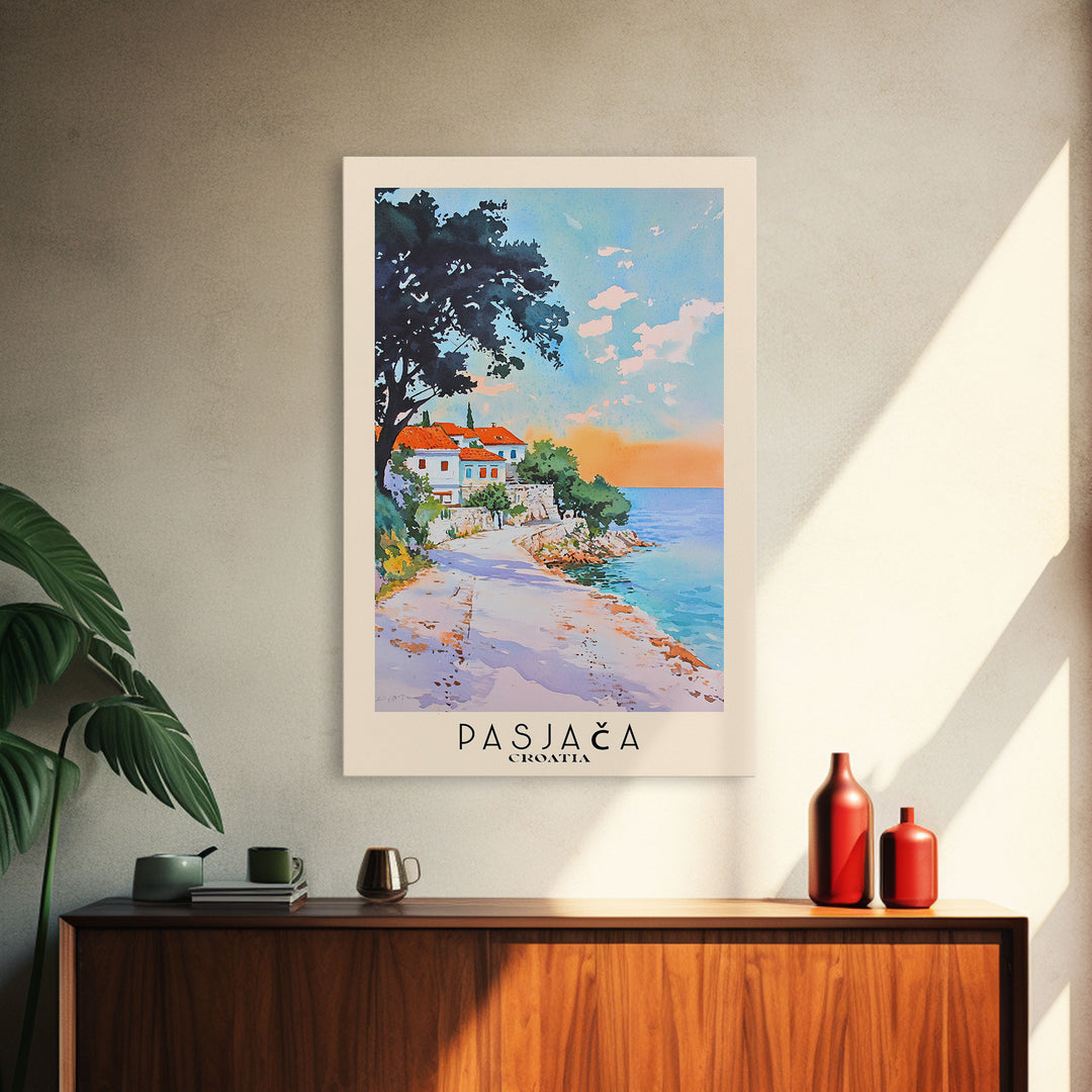 Pasjača, Croatia Watercolor Print, Vacation Gift, Croatia Wall Art, Beach Painting, Beach Decor, Beach Or Lakehouse Art