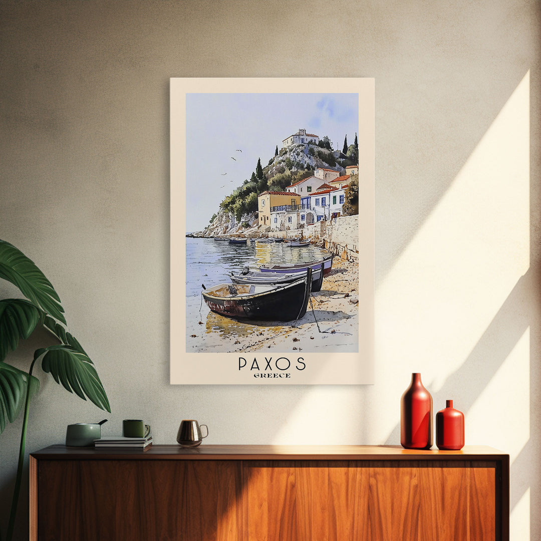 Paxos, Greece Watercolor Beach Print, Vacation Gift, Greece Wall Art, Beach Painting, Beach Decor, Beach Painting