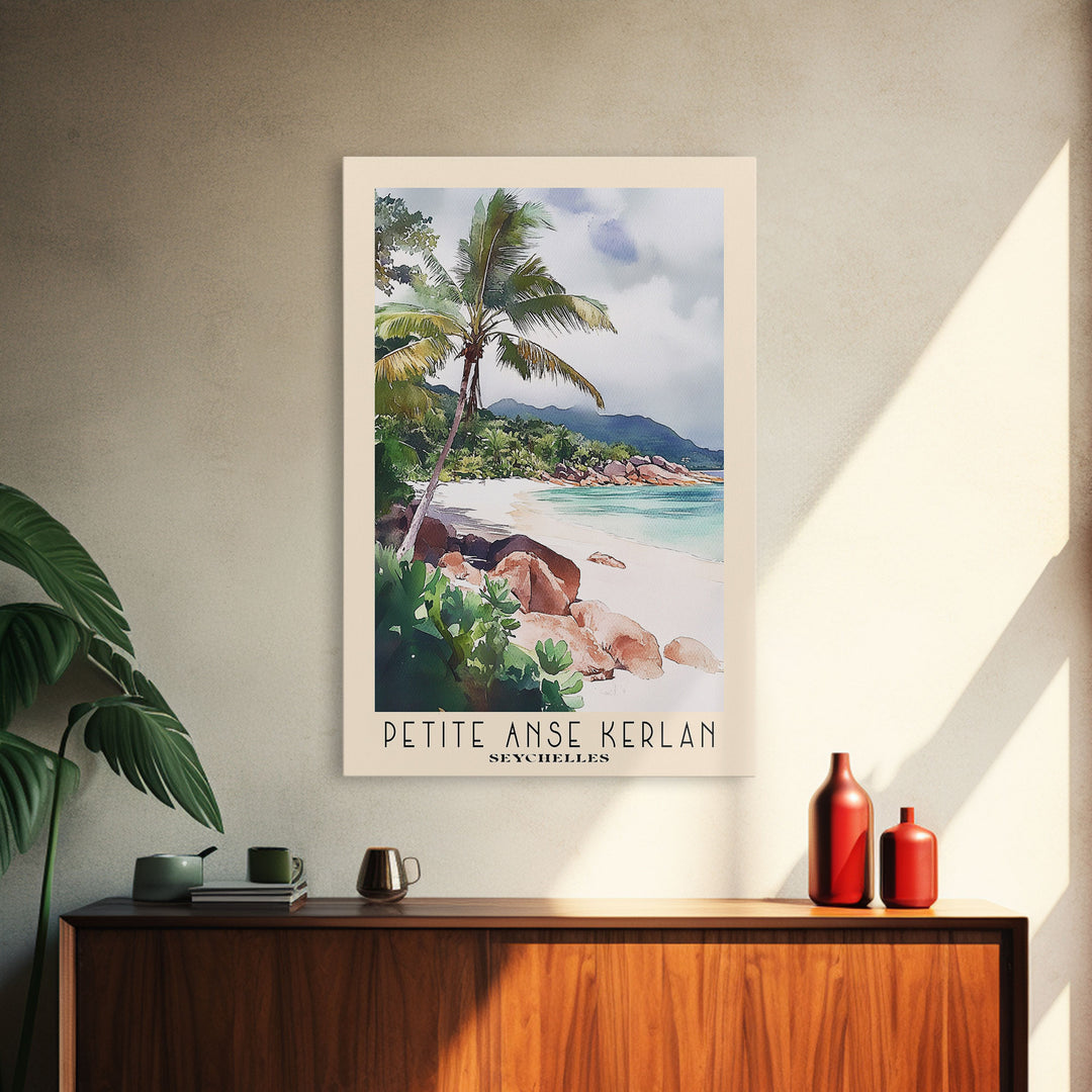 Petite Anse Kerlan, Seychelles Watercolor Print, Vacation Gift, Seychelles Wall Art, Beach Painting, Beach Decor, Beach Or Lakehouse Art