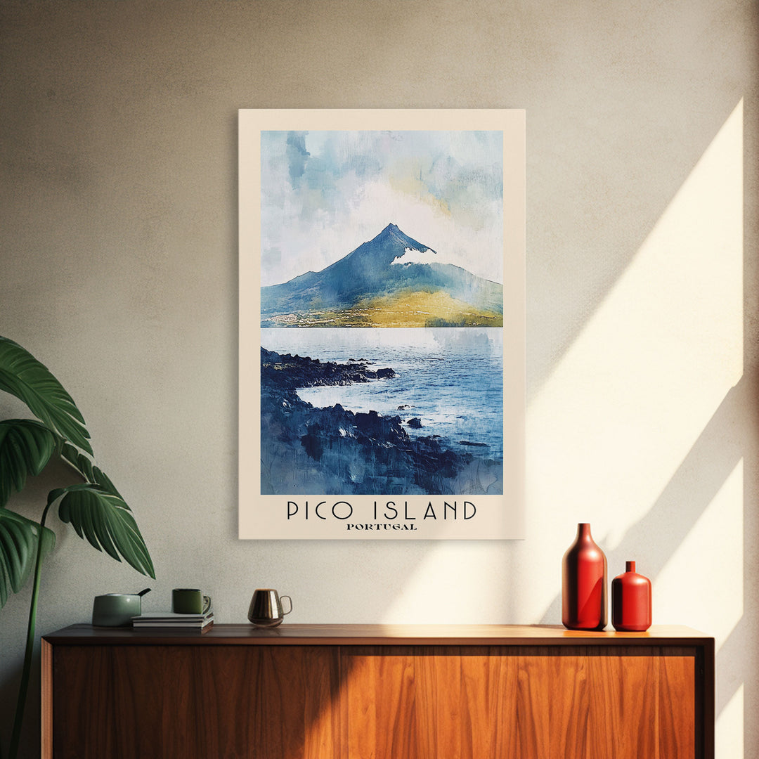 Pico Island, Portugal Watercolor Print, Vacation Gift, Portugal Wall Art, Beach Painting, Beach Decor, Beach Or Lakehouse Art