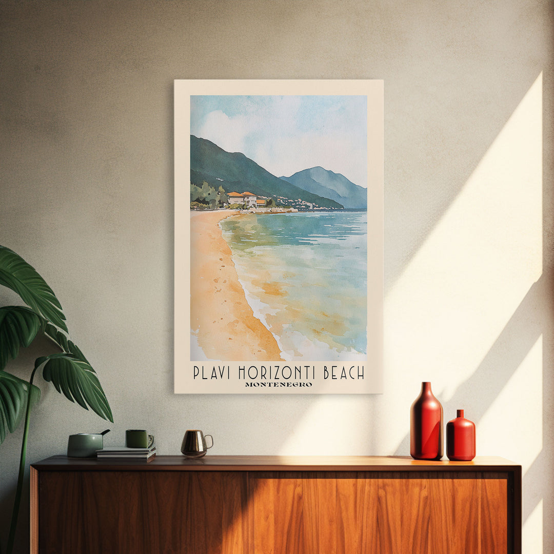 Plavi Horizonti Beach, Montenegro Watercolor Print, Vacation Gift, Montenegro Wall Art, Vacation Wall Art, Vacatation Memories, Beach Decor, Beach Or Lakehouse Art