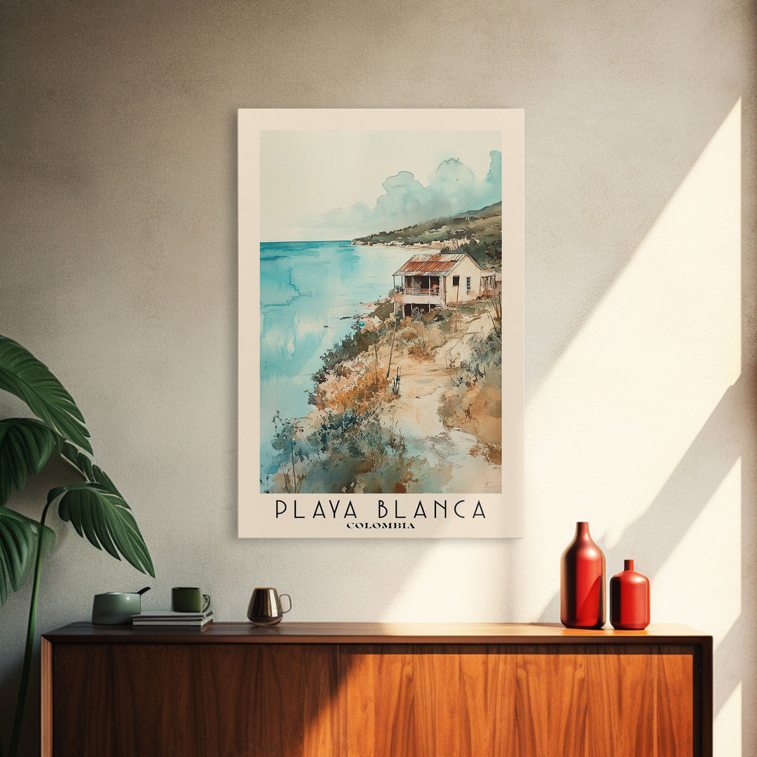 Playa Blanca, Colombia Watercolor Print, Vacation Gift, Colombia Wall Art, Vacation Wall Art, Vacatation Memories, Beach Decor, Beach Or Lakehouse Art