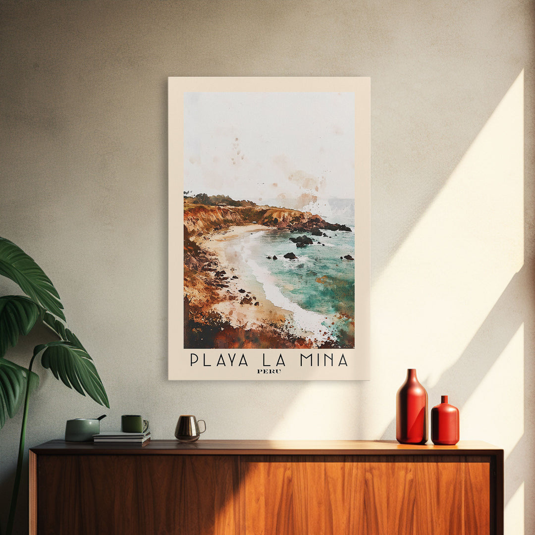 Playa La Mina, Peru Watercolor Print, Vacation Gift, Peru Wall Art, Beach Painting, Beach Decor, Beach Or Lakehouse Art