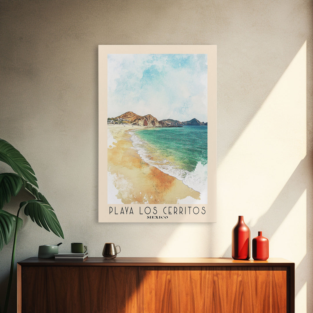 Playa Los Cerritos, Mexico Watercolor Beach Print, Vacation Gift, Mexico Wall Art, Beach Painting, Beach Decor, Beach Painting