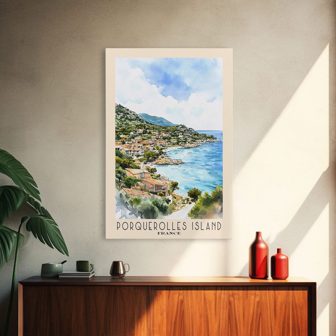 Porquerolles Island, France Watercolor Print, Vacation Gift, France Wall Art, Vacation Wall Art, Vacatation Memories, Beach Decor, Beach Or Lakehouse Art