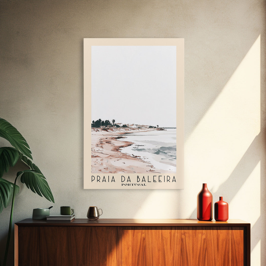 Praia da Baleeira, Portugal Watercolor Print, Vacation Gift, Portugal Wall Art, Beach Painting, Beach Decor, Beach Or Lakehouse Art