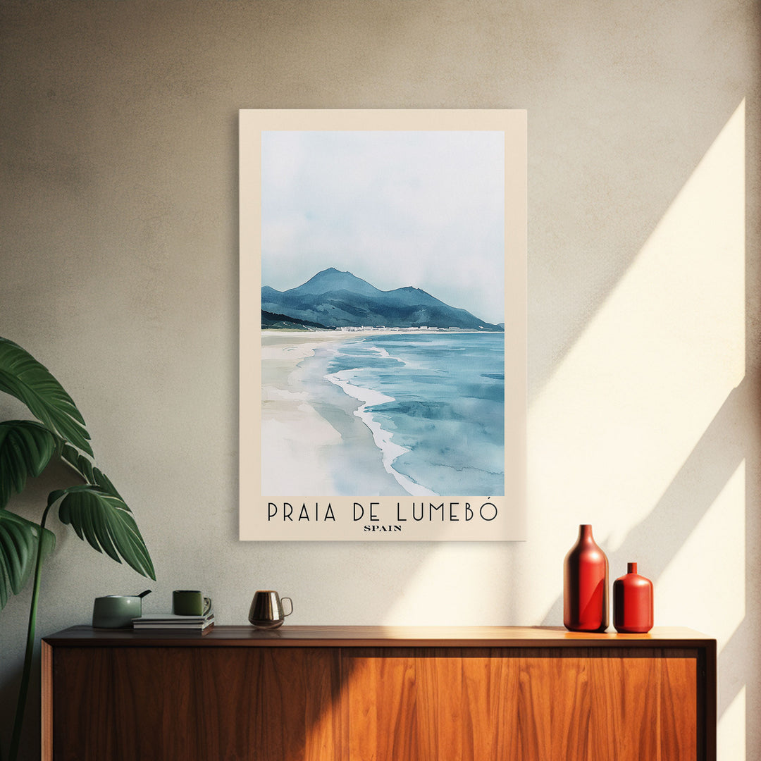 Praia de Lumebó, Spain Watercolor Print, Vacation Gift, Spain Wall Art, Beach Painting, Beach Decor, Beach Or Lakehouse Art