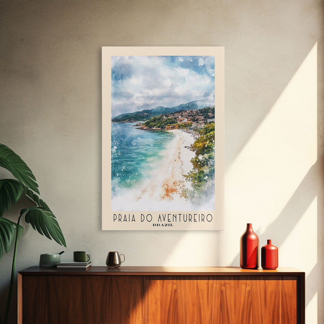 Praia do Aventureiro, Brazil Watercolor Print, Vacation Gift, Brazil Wall Art, Beach Painting, Beach Decor, Beach Or Lakehouse Art