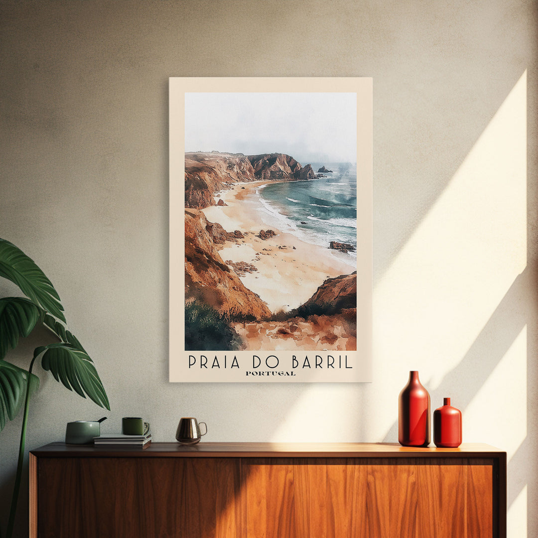 Praia do Barril, Portugal Watercolor Beach Print, Vacation Gift, Portugal Wall Art, Beach Painting, Beach Decor, Beach Painting