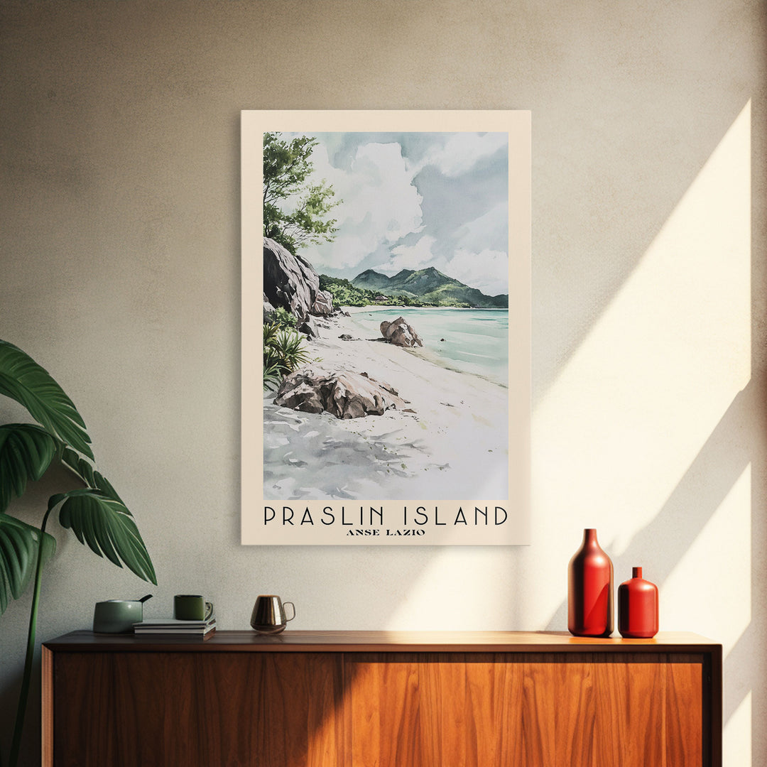 Praslin Island, Anse Lazio Watercolor Print, Vacation Gift, Anse Lazio Wall Art, Beach Painting, Beach Decor, Beach Or Lakehouse Art