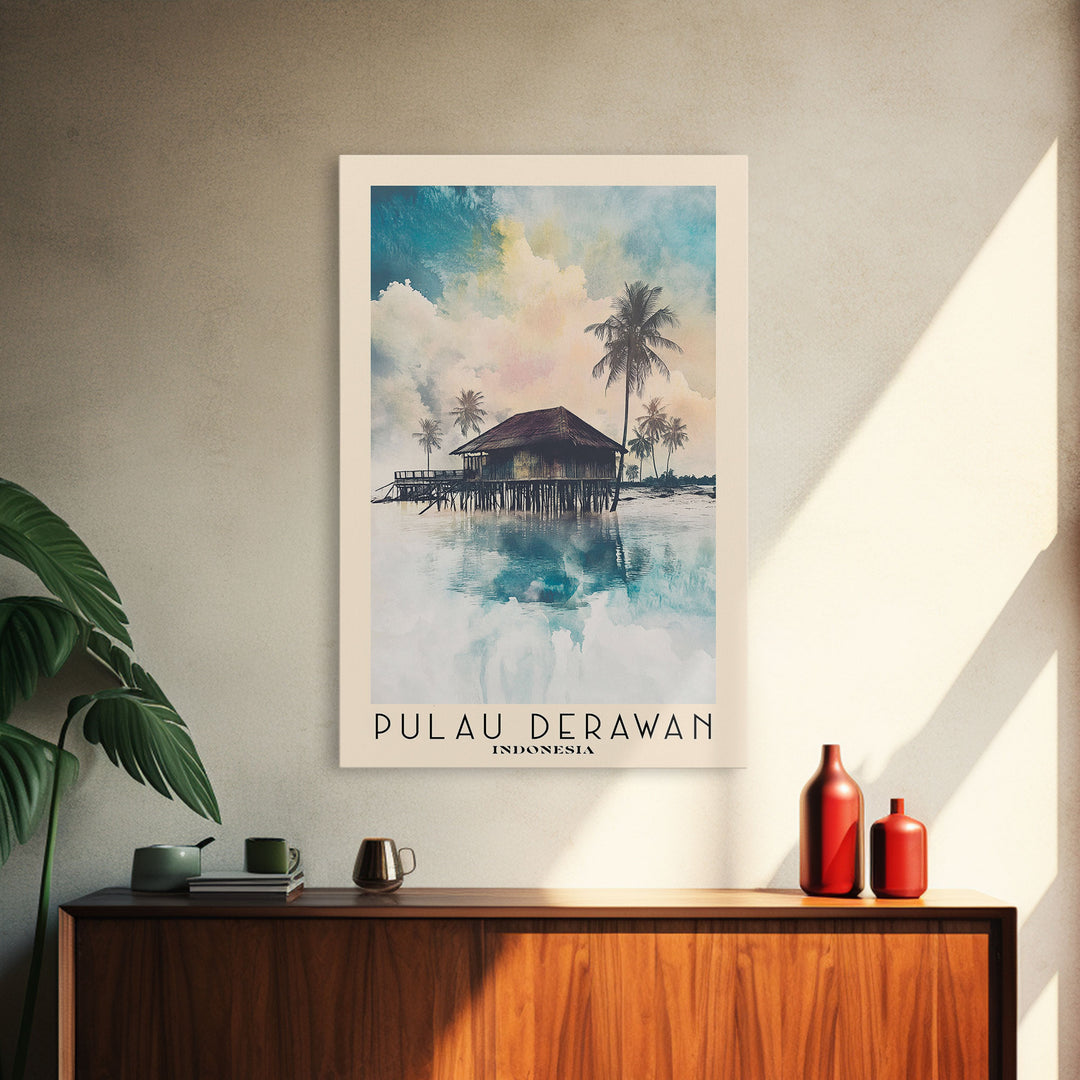 Pulau Derawan, Indonesia Watercolor Beach Print, Vacation Gift, Indonesia Wall Art, Beach Painting, Beach Decor, Beach Painting