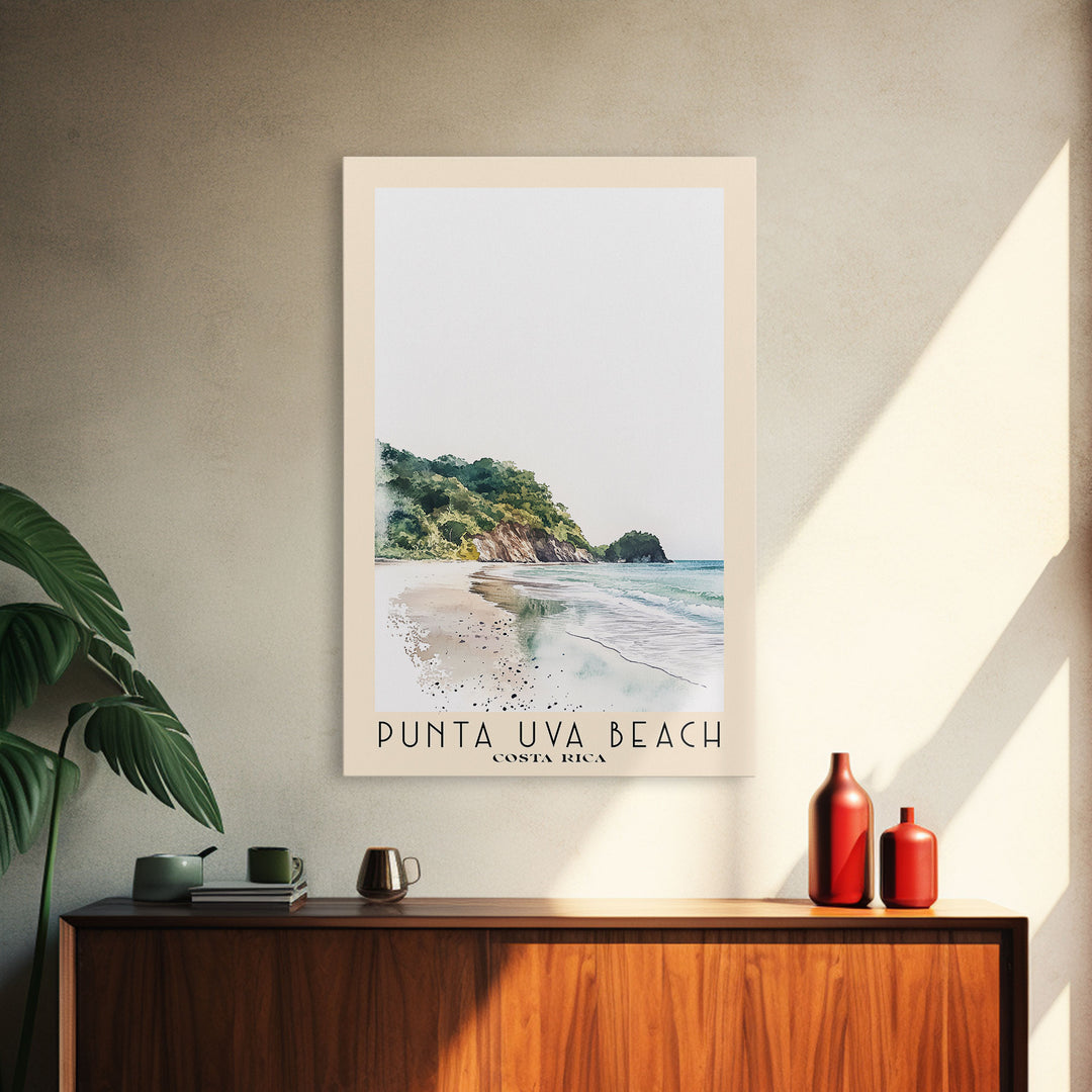 Punta Uva Beach, Costa Rica Watercolor Print, Vacation Gift, Costa Rica Wall Art, Beach Painting, Beach Decor, Large Wall Art, Wood Frame Art