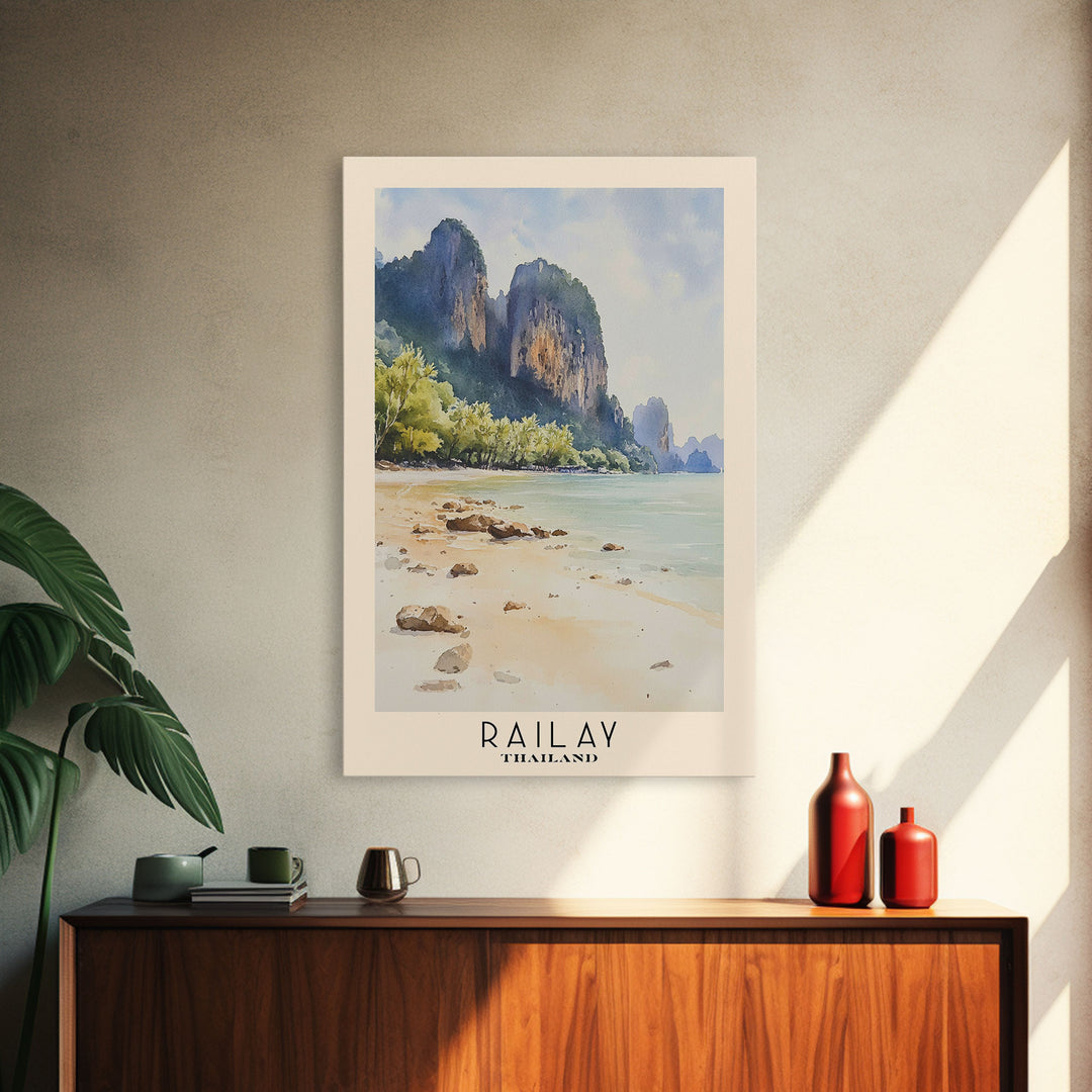 Railay, Thailand Watercolor Print, Vacation Gift, Thailand Wall Art, Vacation Wall Art, Vacatation Memories, Beach Decor, Beach Or Lakehouse Art