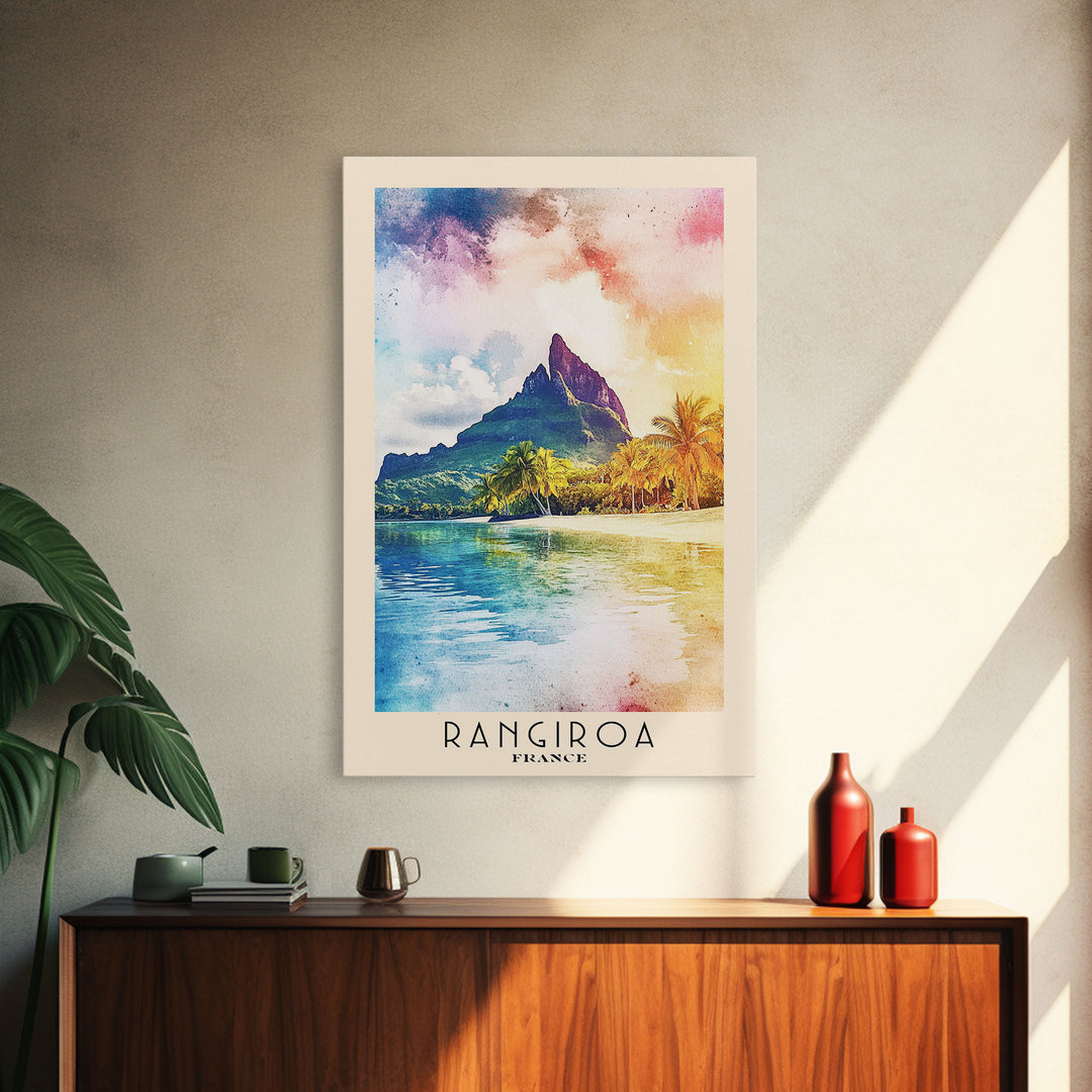 Rangiroa, France Watercolor Print, Vacation Gift, France Wall Art, Vacation Wall Art, Vacatation Memories, Beach Decor, Beach Or Lakehouse Art