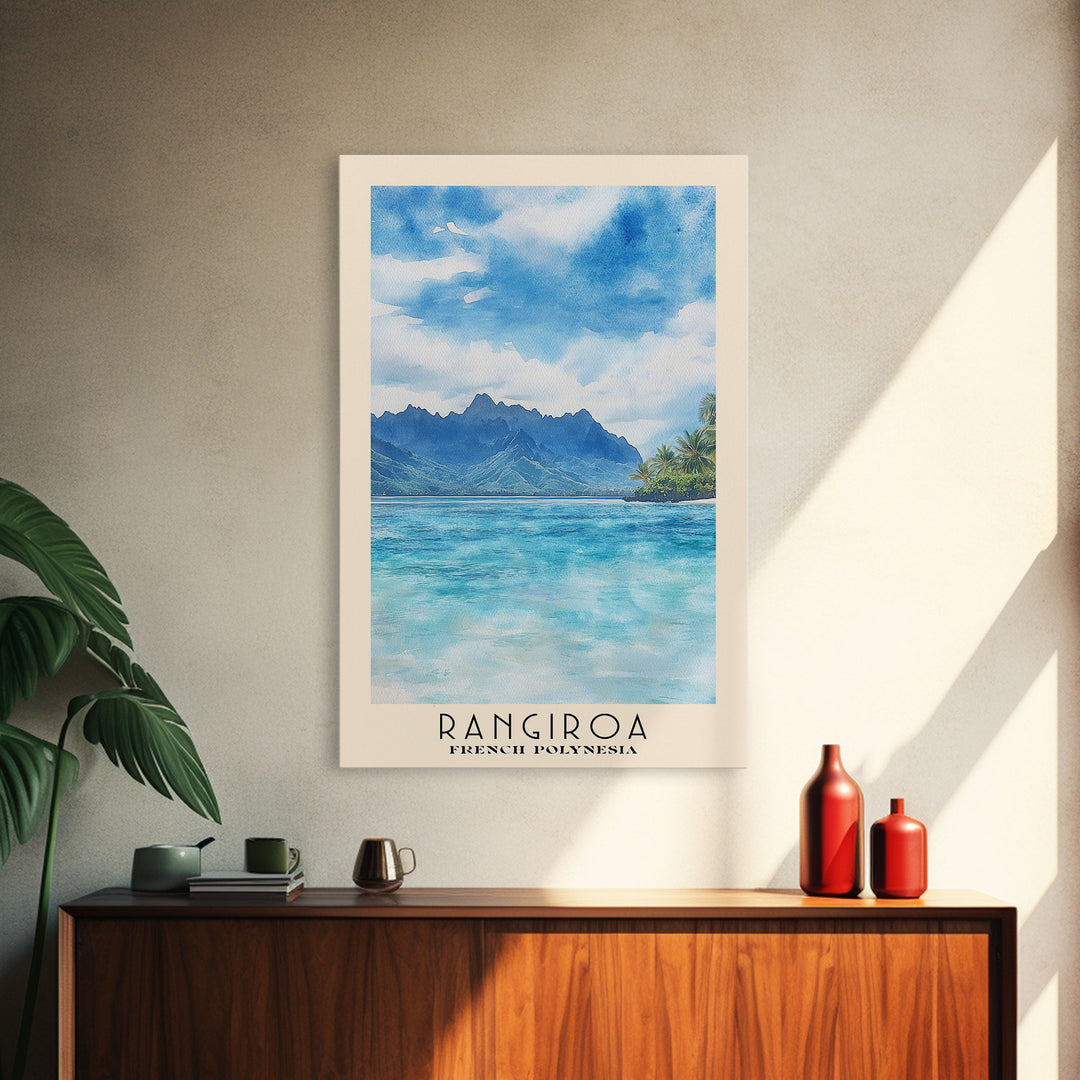 Rangiroa, French Polynesia Watercolor Print, Vacation Gift, French Polynesia Wall Art, Beach Painting, Beach Decor, Beach Or Lakehouse Art