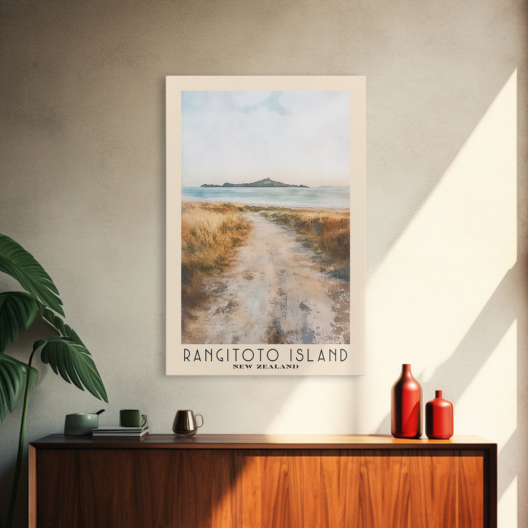 Rangitoto Island, New Zealand Watercolor Beach Print, Vacation Gift, New Zealand Wall Art, Beach Painting, Beach Decor, Beach Painting