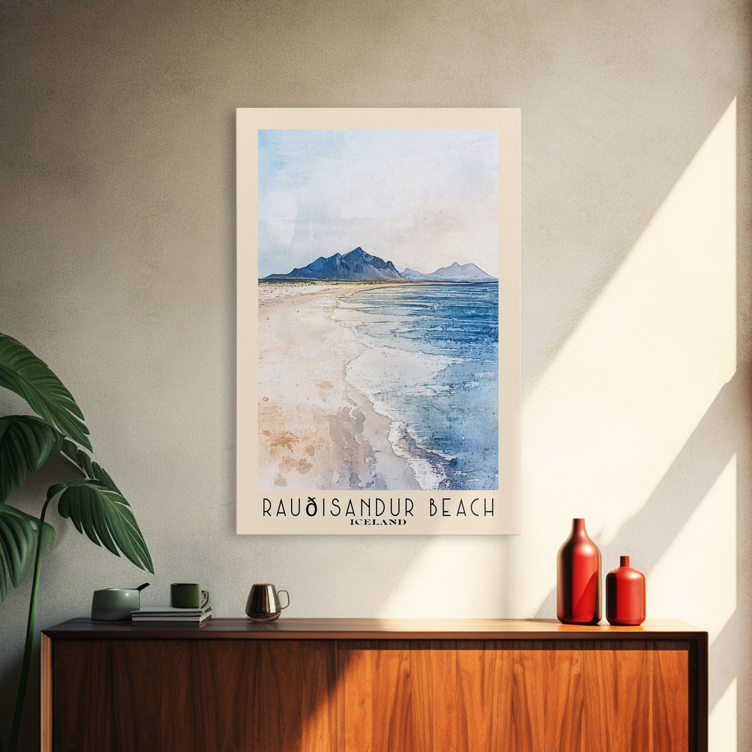 Rauðisandur Beach, Iceland Watercolor Print, Vacation Gift, Iceland Wall Art, Beach Painting, Beach Decor, Beach Or Lakehouse Art