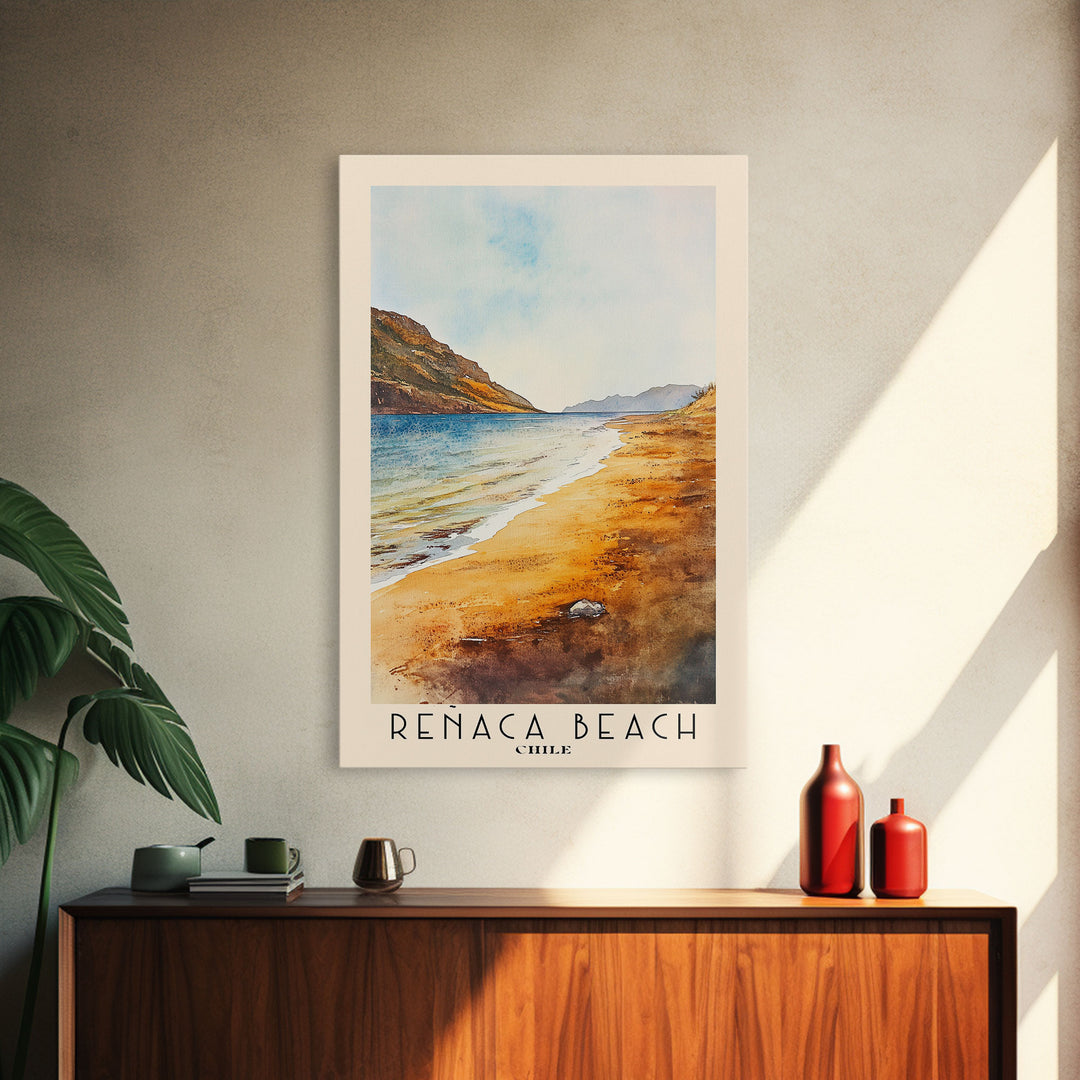 Reñaca beach, Chile Watercolor Print, Vacation Gift, Chile Wall Art, Vacation Wall Art, Vacatation Memories, Beach Decor, Beach Or Lakehouse Art