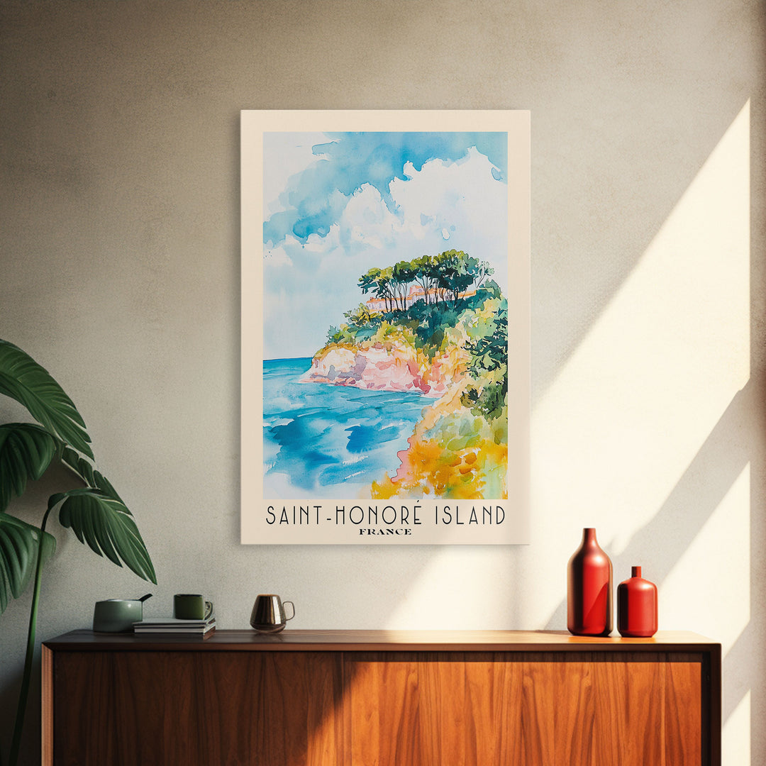 Saint-Honoré Island, France Watercolor Print, Vacation Gift, France Wall Art, Beach Painting, Beach Decor, Beach Or Lakehouse Art