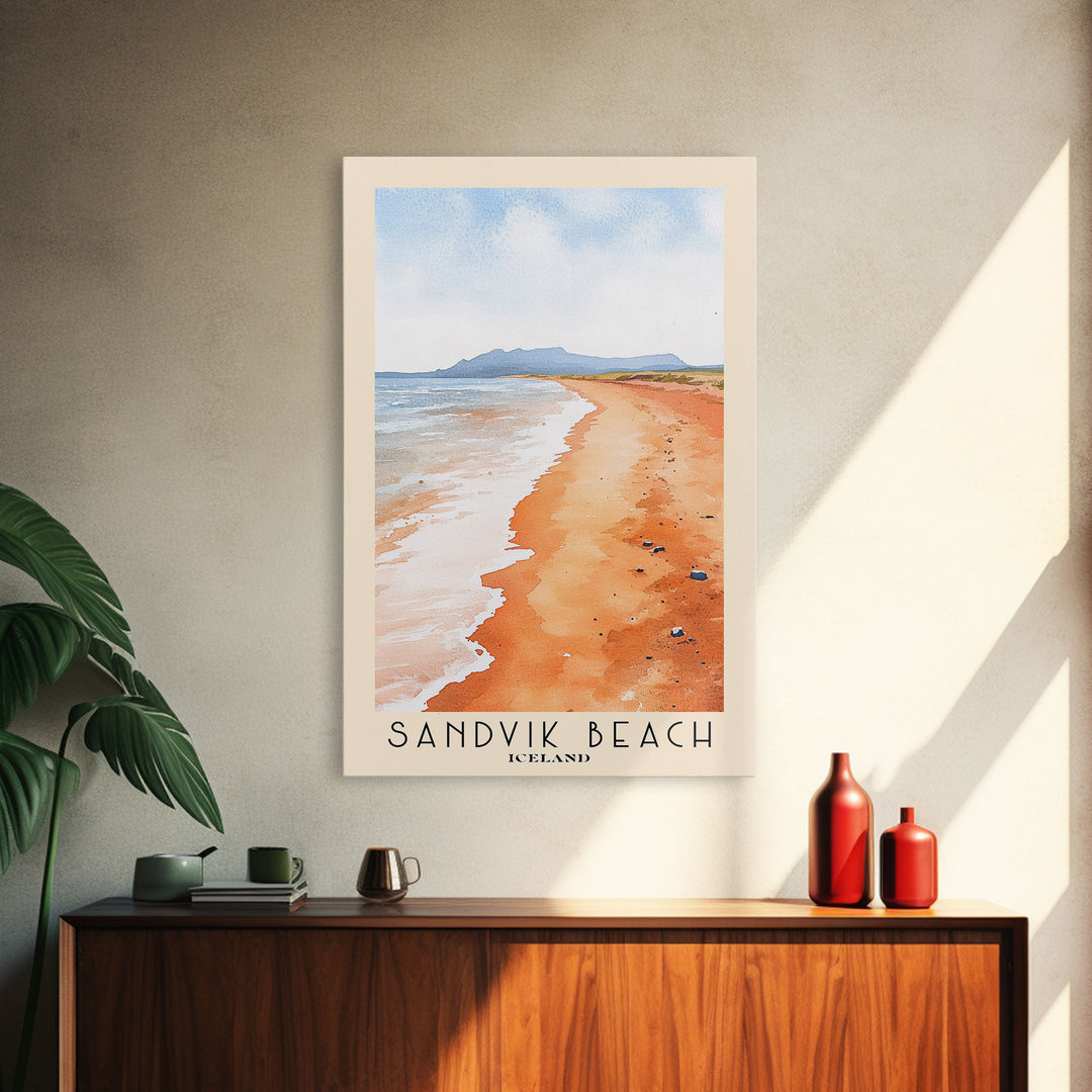 Sandvik Beach, Iceland Watercolor Beach Print, Vacation Gift, Iceland Wall Art, Beach Painting, Beach Decor, Beach Painting