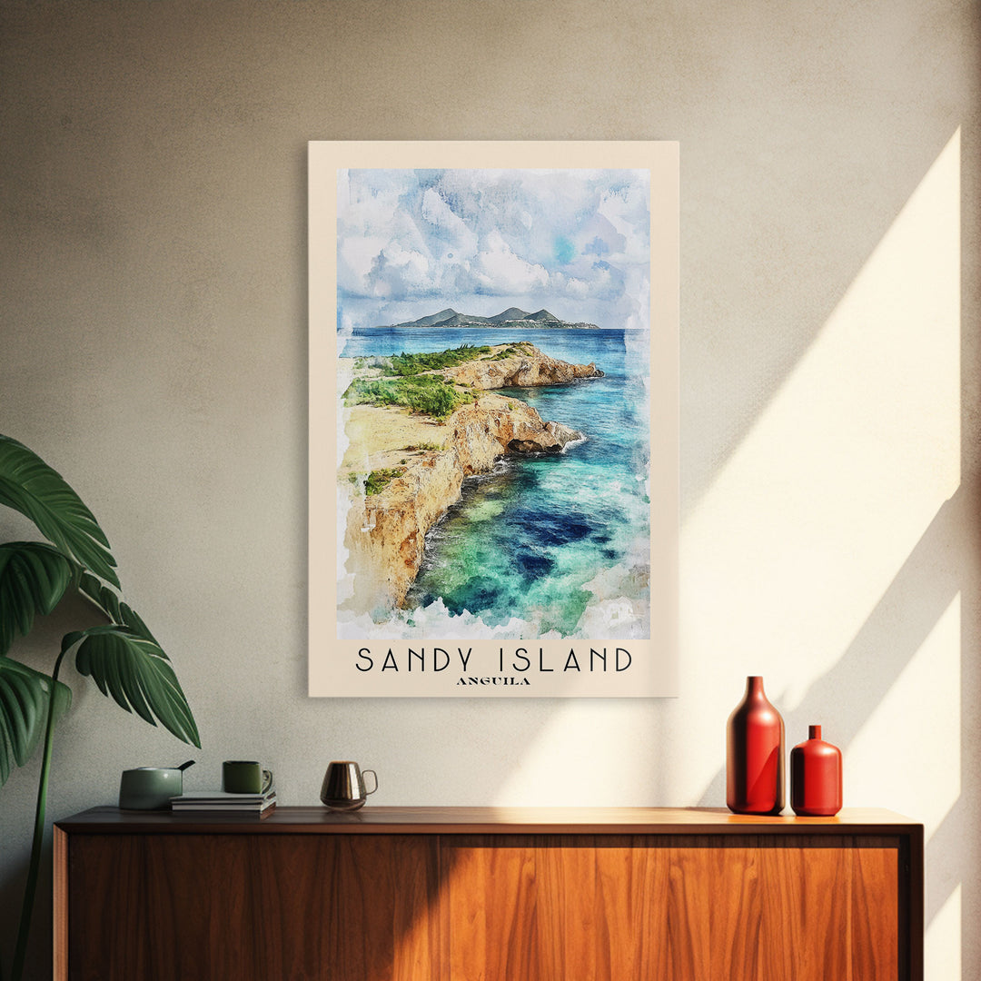 Sandy Island, Anguila Watercolor Print, Vacation Gift, Anguila Wall Art, Vacation Wall Art, Vacatation Memories, Beach Decor, Beach Or Lakehouse Art