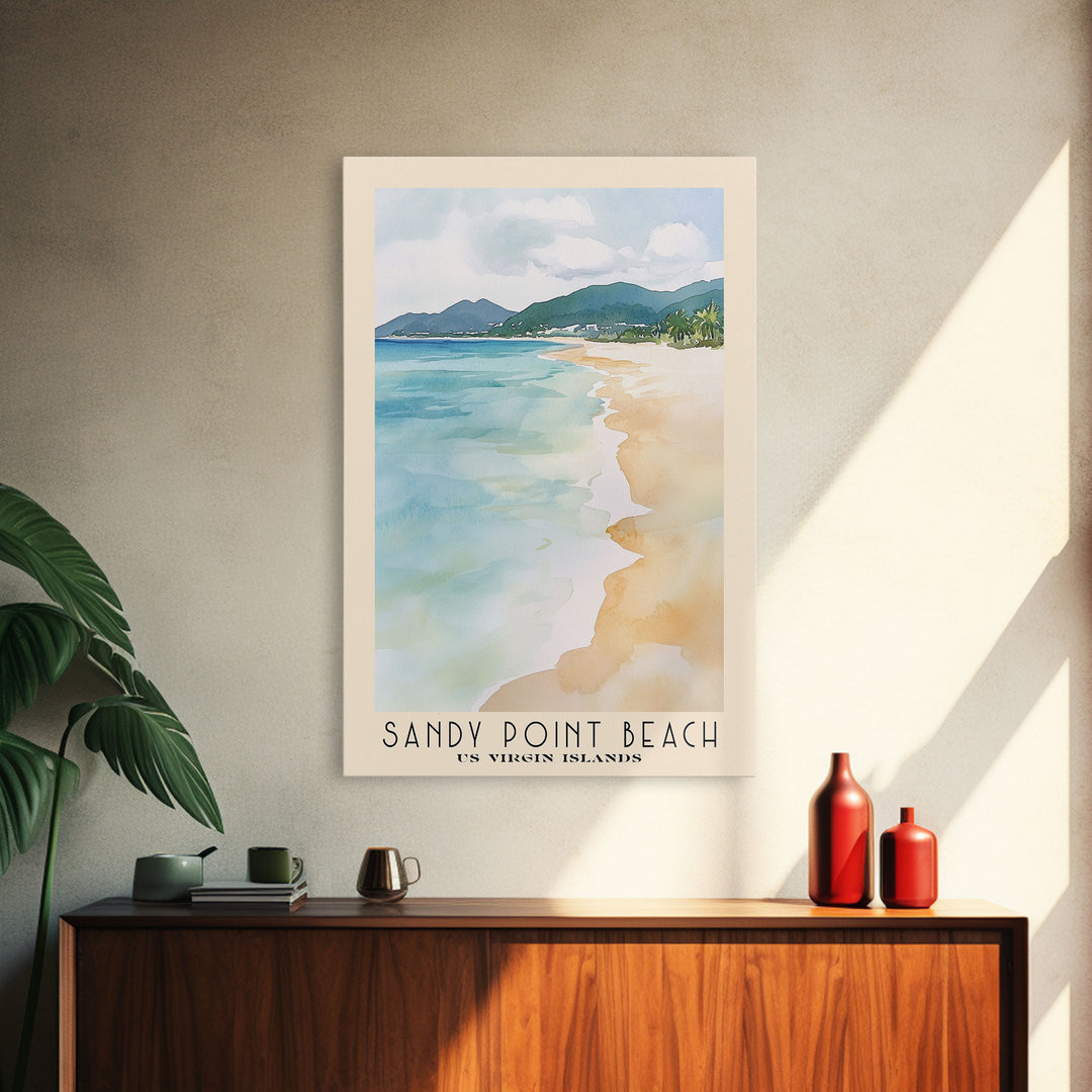 Sandy Point Beach, US Virgin islands Watercolor Print, Vacation Gift, US Virgin islands Wall Art, Beach Painting, Beach Decor, Beach Or Lakehouse Art