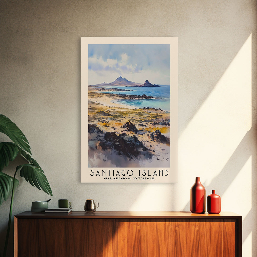 Santiago Island, Galapagos, Ecuador Watercolor Print, Vacation Gift, Galapagos, Ecuador Wall Art, Beach Painting, Beach Decor, Beach Or Lakehouse Art