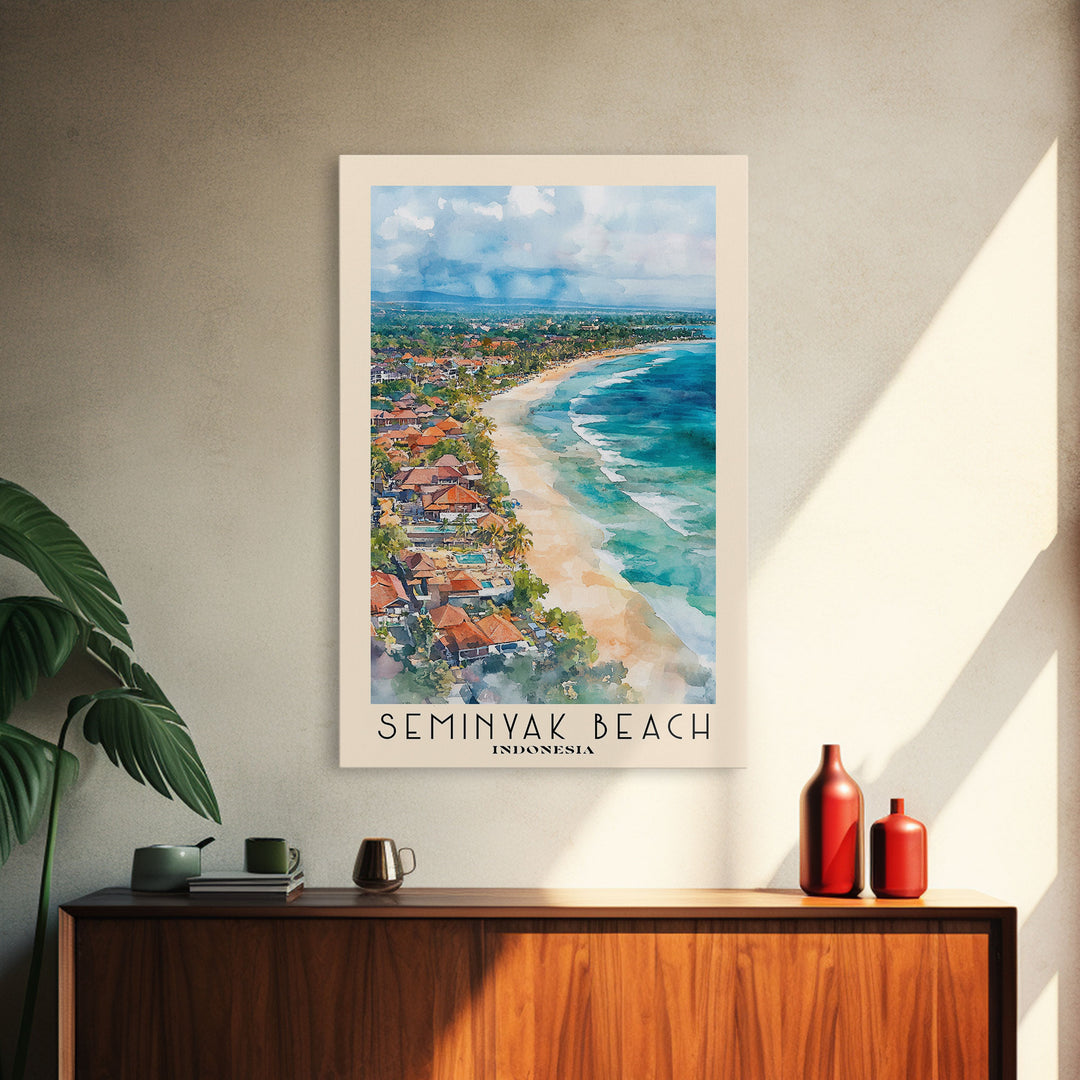 Seminyak Beach, Indonesia Watercolor Print, Vacation Gift, Indonesia Wall Art, Beach Painting, Beach Decor, Beach Or Lakehouse Art