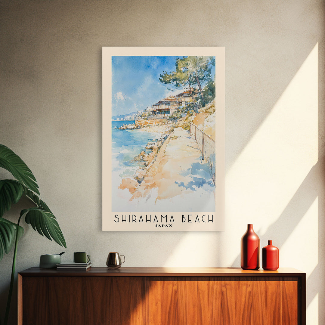 Shirahama Beach, Japan Watercolor Print, Vacation Gift, Japan Wall Art, Beach Painting, Beach Decor, Beach Or Lakehouse Art