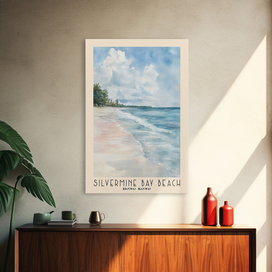 Silvermine Bay Beach, Hong Kong Watercolor Print, Vacation Gift, Hong Kong Wall Art, Beach Painting, Beach Decor, Beach Or Lakehouse Art