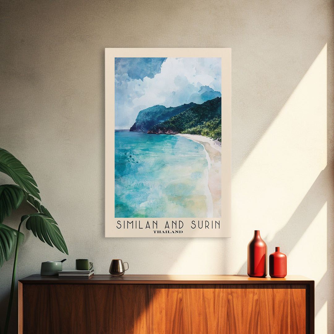 Similan and Surin, Thailand Watercolor Beach Print, Vacation Gift, Thailand Wall Art, Beach Painting, Beach Decor, Beach Painting