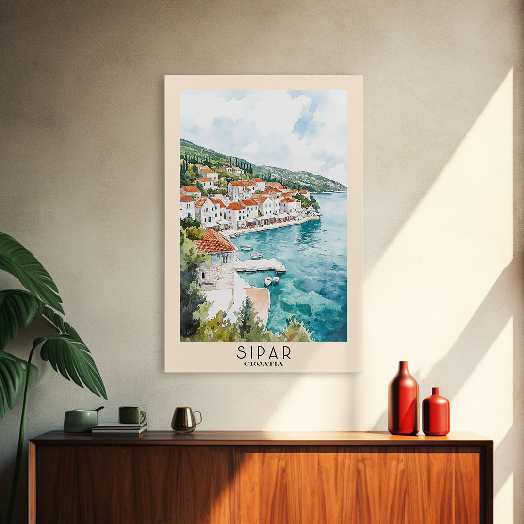 Sipar, Croatia Watercolor Print, Vacation Gift, Croatia Wall Art, Beach Painting, Beach Decor, Beach Or Lakehouse Art