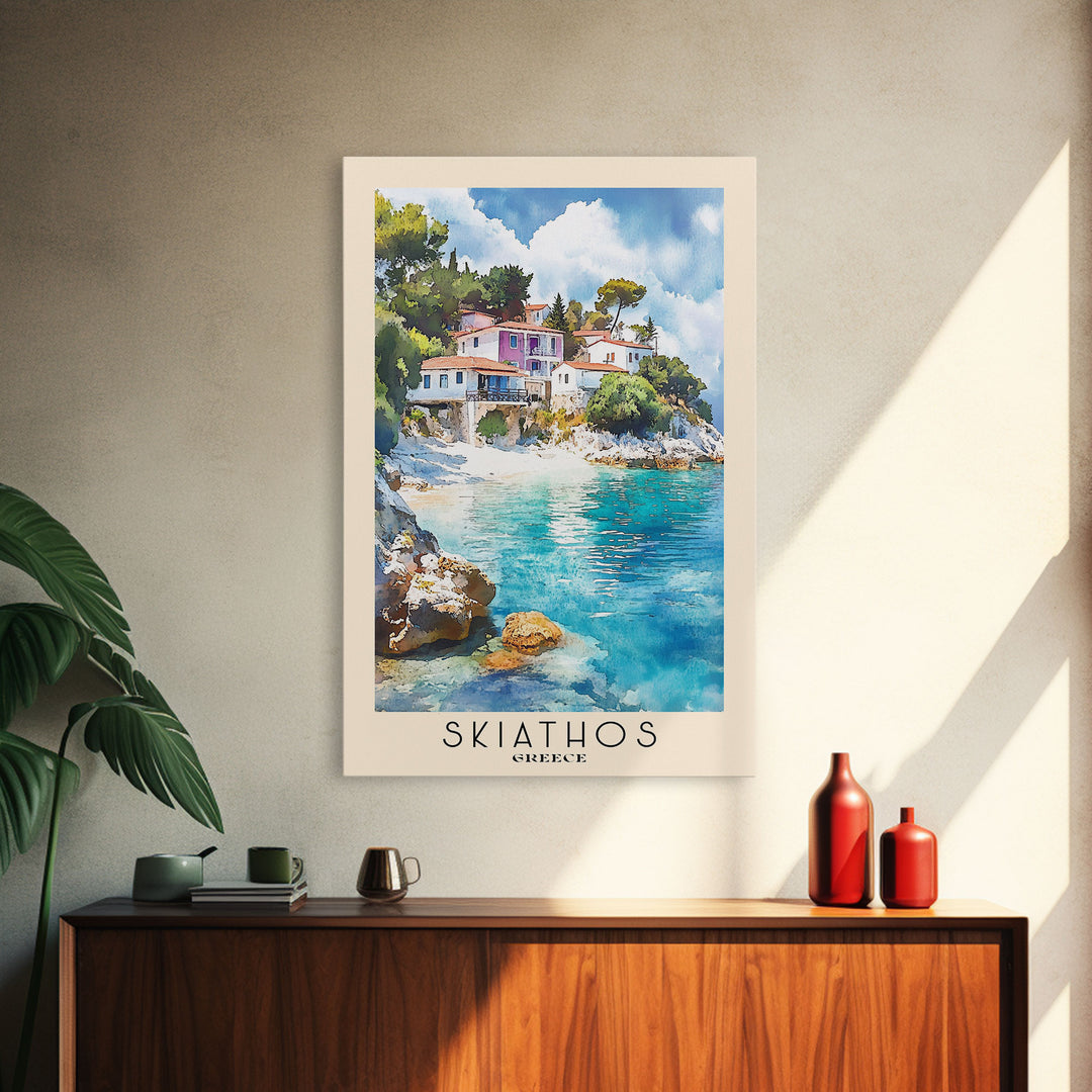 Skiathos, Greece Watercolor Print, Vacation Gift, Greece Wall Art, Beach Painting, Beach Decor, Beach Or Lakehouse Art