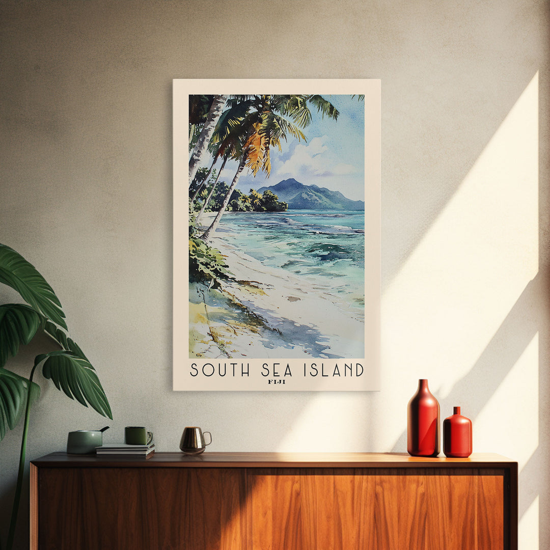 South Sea Island, Fiji Watercolor Print, Vacation Gift, Fiji Wall Art, Vacation Wall Art, Vacatation Memories, Beach Decor, Beach Or Lakehouse Art