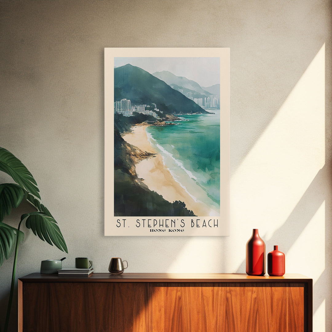 St. Stephen's Beach, Hong Kong Watercolor Print, Vacation Gift, Hong Kong Wall Art, Beach Painting, Beach Decor, Beach Or Lakehouse Art