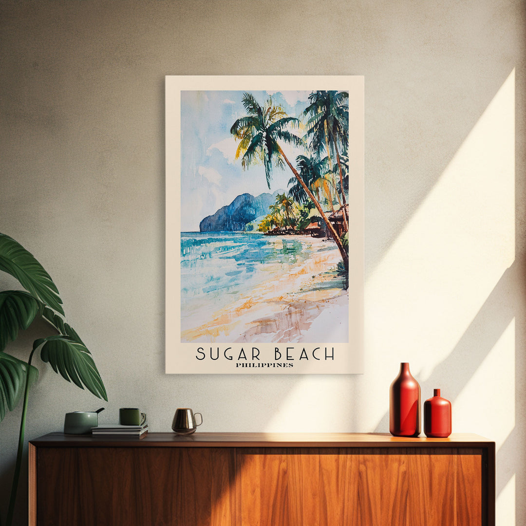 Sugar Beach, Philippines Watercolor Print, Vacation Gift, Philippines Wall Art, Vacation Wall Art, Vacatation Memories, Beach Decor, Beach Or Lakehouse Art