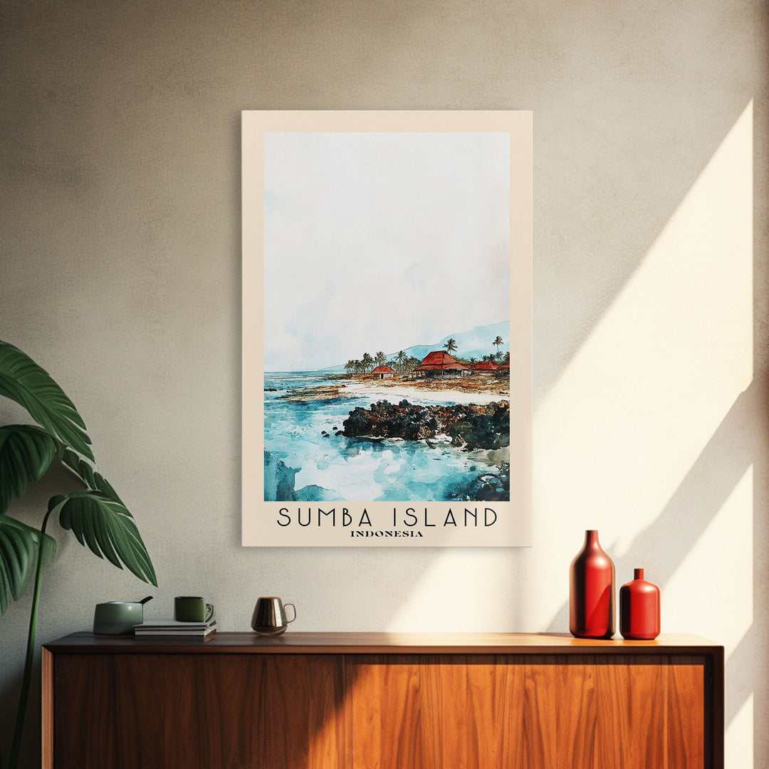 Sumba Island, Indonesia Watercolor Print, Vacation Gift, Indonesia Wall Art, Beach Painting, Beach Decor, Beach Or Lakehouse Art